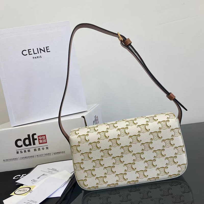 N品 セリーヌ バッグ 人気 ランキング CELINE ショルダーバッグ クロード 194142CUZ.01BC ホワイト ゴールド金具 - 画像 (8)