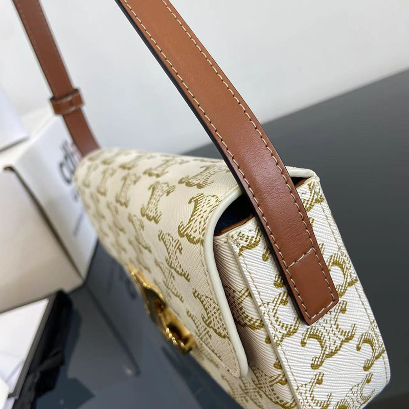 N品 セリーヌ バッグ 人気 ランキング CELINE ショルダーバッグ クロード 194142CUZ.01BC ホワイト ゴールド金具 - 画像 (7)