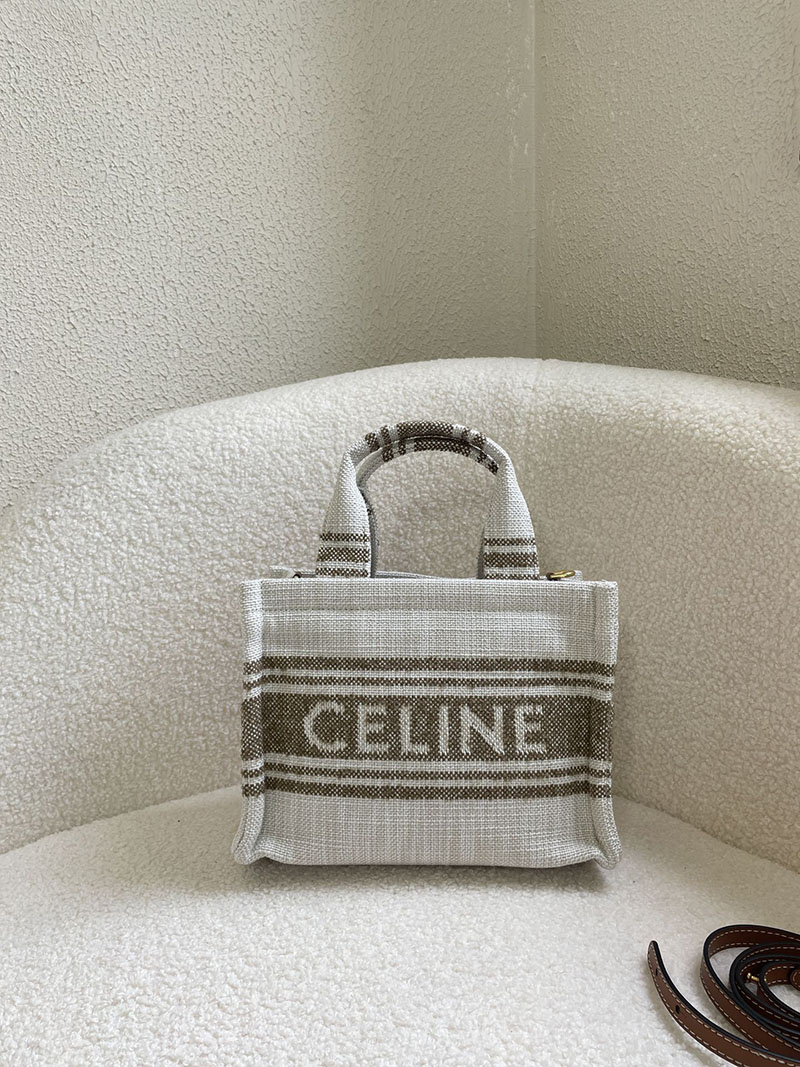 N品 セリーヌ バッグ 人気 ランキング CELINE ミニトートバッグ キャンバス ブランド 2411857 ホワイト ゴールド金具 - 画像 (9)