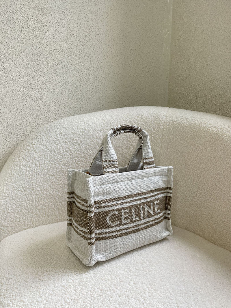 N品 セリーヌ バッグ 人気 ランキング CELINE ミニトートバッグ キャンバス ブランド 2411857 ホワイト ゴールド金具 - 画像 (8)