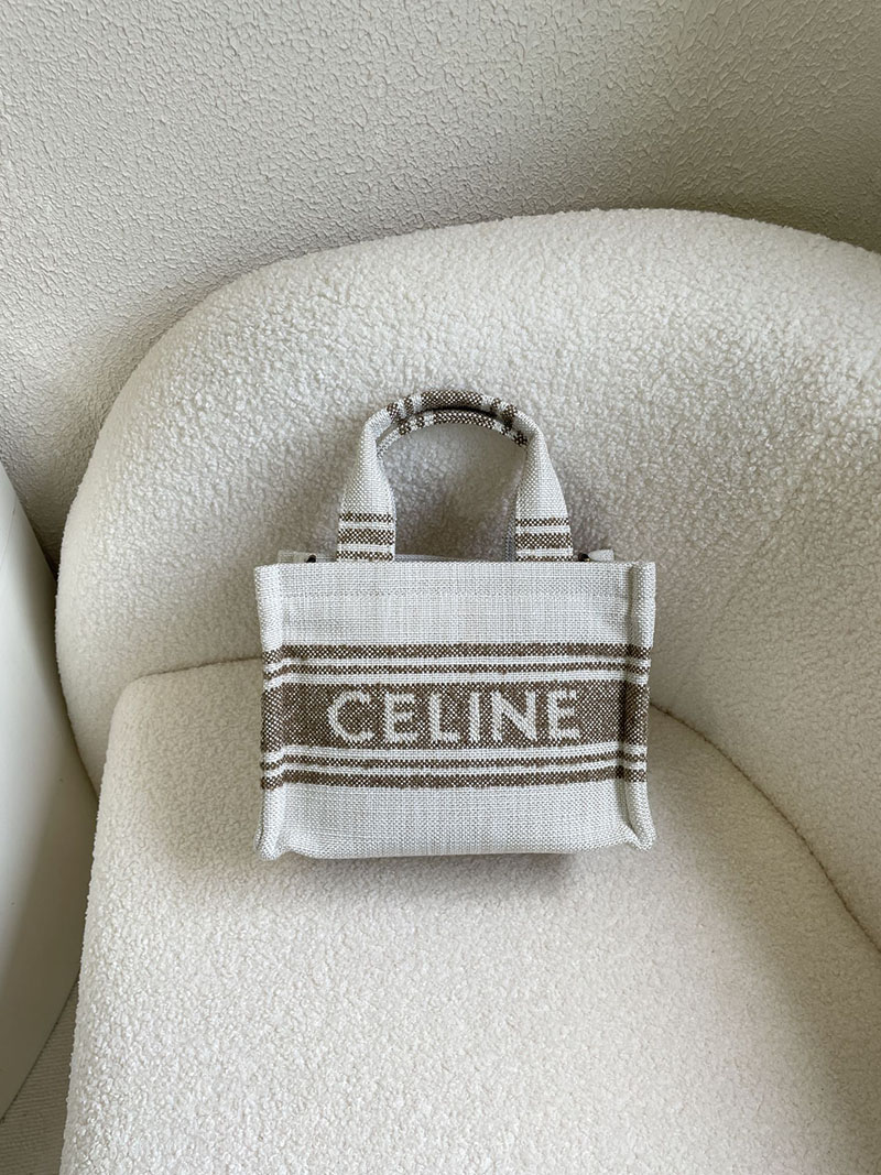 N品 セリーヌ バッグ 人気 ランキング CELINE ミニトートバッグ キャンバス ブランド 2411857 ホワイト ゴールド金具 - 画像 (5)
