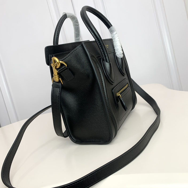 N品 セリーヌ バッグ 人気 ランキング CELINE ラゲージ ナノ 人気色 189243DRU.38NO ブラック ゴールド金具 - 画像 (9)