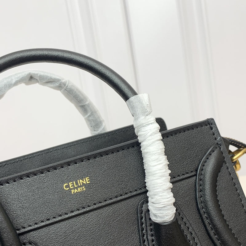 N品 セリーヌ バッグ 人気 ランキング CELINE ラゲージ ナノ 人気色 189243DRU.38NO ブラック ゴールド金具 - 画像 (6)