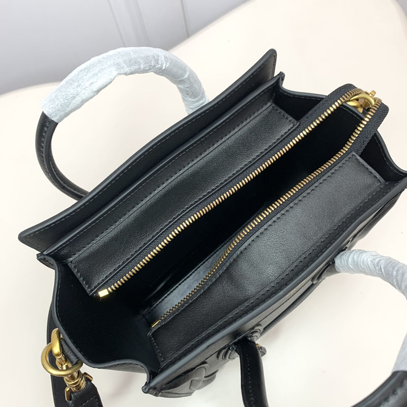 N品 セリーヌ バッグ 人気 ランキング CELINE ラゲージ ナノ 人気色 189243DRU.38NO ブラック ゴールド金具 - 画像 (5)