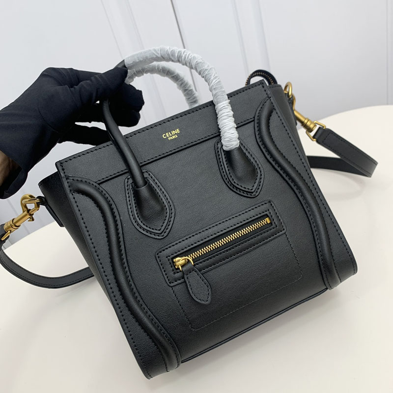 N品 セリーヌ バッグ 人気 ランキング CELINE ラゲージ ナノ 人気色 189243DRU.38NO ブラック ゴールド金具 - 画像 (2)