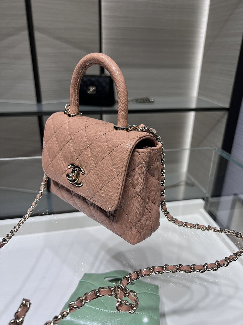 最高級シャネルスーパーコピー シャネルバッグコピー トップハンドル ミニ フラップ バッグ 定価 サーモンピンク AY0720 キャビアスキン ゴールド金具 2410872 - 画像 (7)