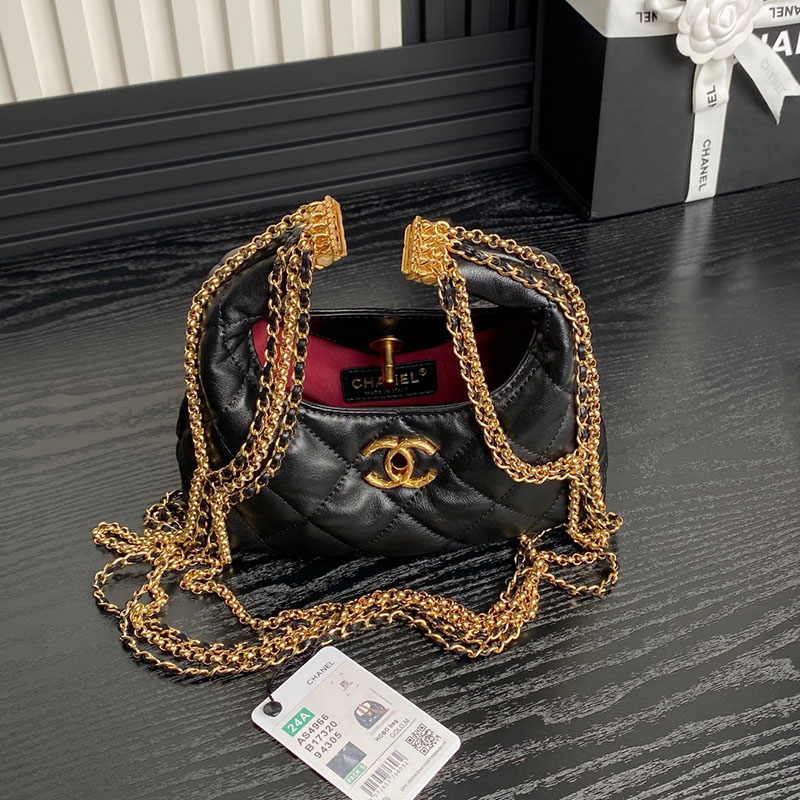 最高級シャネルスーパーコピー シャネルバッグコピー chanel 24Aディナーバッグhoboフリンジチェーン 黒 (ブラック) AS4966 カーフスキン ゴールド金具 2410903 - 画像 (3)