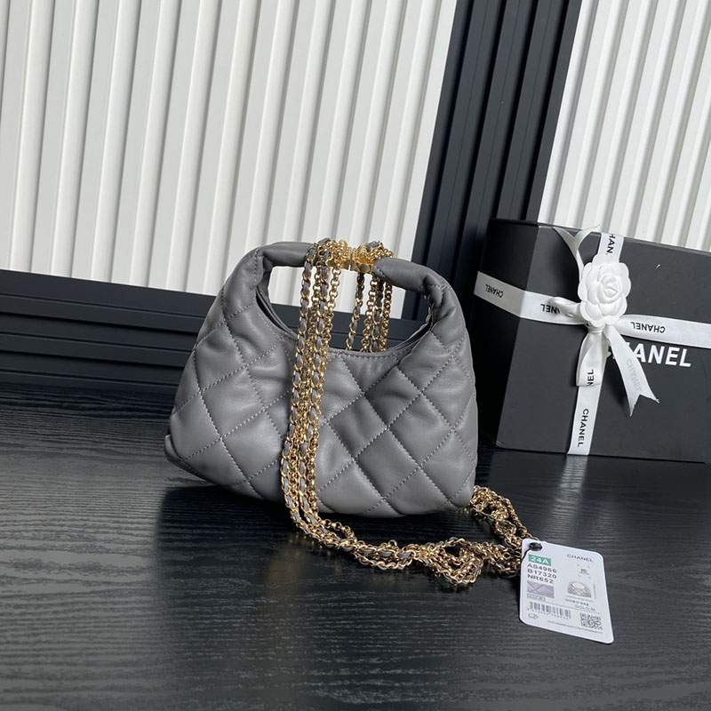 最高級シャネルスーパーコピー シャネルバッグコピー chanel 24Aディナーバッグhoboフリンジチェーン グレー AS4966 カーフスキン ゴールド金具 2410906 - 画像 (9)