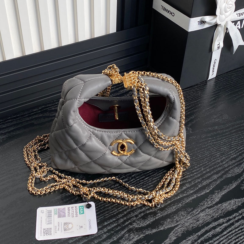 最高級シャネルスーパーコピー シャネルバッグコピー chanel 24Aディナーバッグhoboフリンジチェーン グレー AS4966 カーフスキン ゴールド金具 2410906 - 画像 (4)