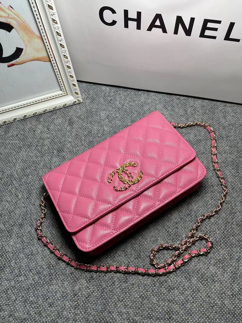 最高級シャネルスーパーコピー シャネルバッグコピー シャネル チェーンウォレット 定価 使い勝手 ダーク ピンク AP3479 キャビアスキン ゴールド金具 2410912 - 画像 (8)