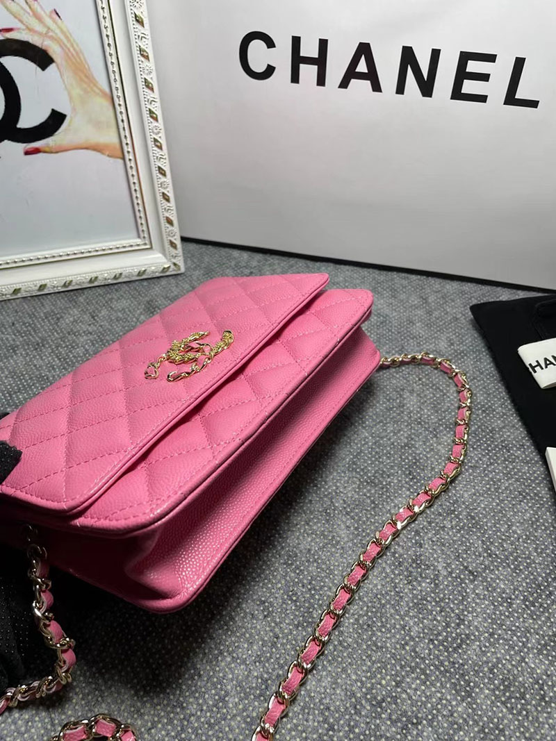 最高級シャネルスーパーコピー シャネルバッグコピー シャネル チェーンウォレット 定価 使い勝手 ダーク ピンク AP3479 キャビアスキン ゴールド金具 2410912 - 画像 (6)