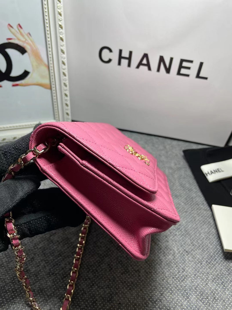 最高級シャネルスーパーコピー シャネルバッグコピー シャネル チェーンウォレット 定価 使い勝手 ダーク ピンク AP3479 キャビアスキン ゴールド金具 2410912 - 画像 (5)