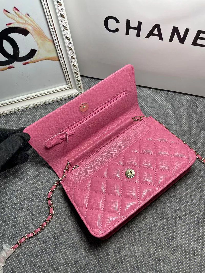 最高級シャネルスーパーコピー シャネルバッグコピー シャネル チェーンウォレット 定価 使い勝手 ダーク ピンク AP3479 キャビアスキン ゴールド金具 2410912 - 画像 (4)