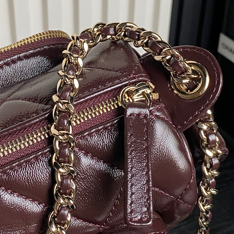 最高級シャネルスーパーコピー シャネルバッグコピー シャネル シャイニーラムスキン カメラバッグ 定価 ワインレッド AS5220 カーフスキン シャンパンゴールド金具 2410931 - 画像 (7)