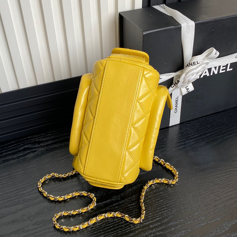 最高級シャネルスーパーコピー シャネルバッグコピー シャネル シャイニーラムスキン カメラバッグ 定価 イエロー AS5220 カーフスキン シャンパンゴールド金具 2410934 - 画像 (2)