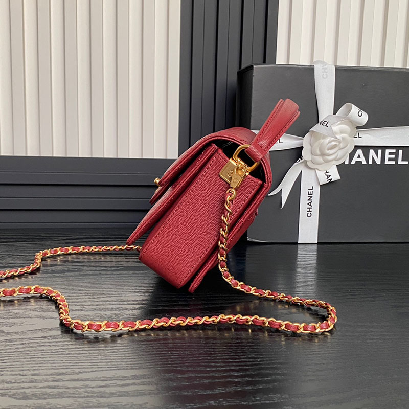 最高級シャネルスーパーコピー シャネルバッグコピー トップハンドル ミニ フラップ バッグ 2025 新作 ボルドー AS5165 カーフスキン ゴールド金具 2410938 - 画像 (5)