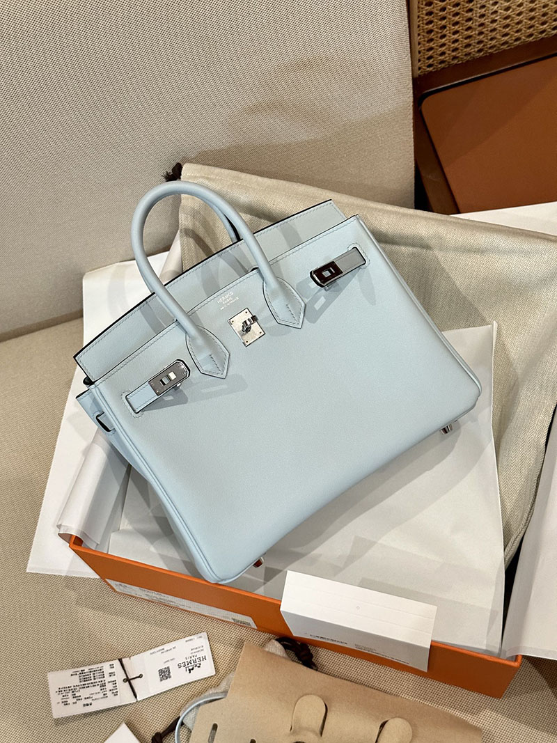 最高級エルメススーパーコピー バーキン25コピー バーキン25 ブルーブリュム スイフト シルバー金具 2412056 - 画像 (7)