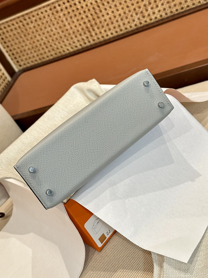 エルメスケリーバッグ ケリーミニ2 定価 ケリーミニ 20 外縫い ブルーグラシエ スイフト シルバー金具 2412104 - 画像 (3)