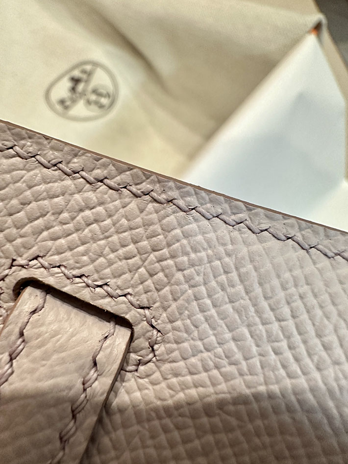 エルメスケリーバッグ ケリー25 定価 ケリー25 外縫い モーヴペール ヴォーエプソン シルバー金具 2412127 - 画像 (15)