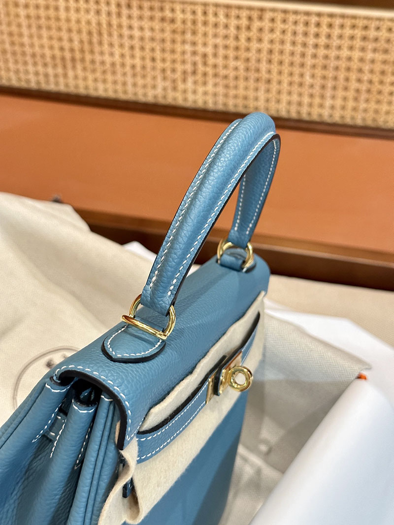 エルメスケリーバッグ ケリー25 定価 ケリー25 内縫い ニューブルージーン トゴ ゴールド金具 2412153 - 画像 (8)