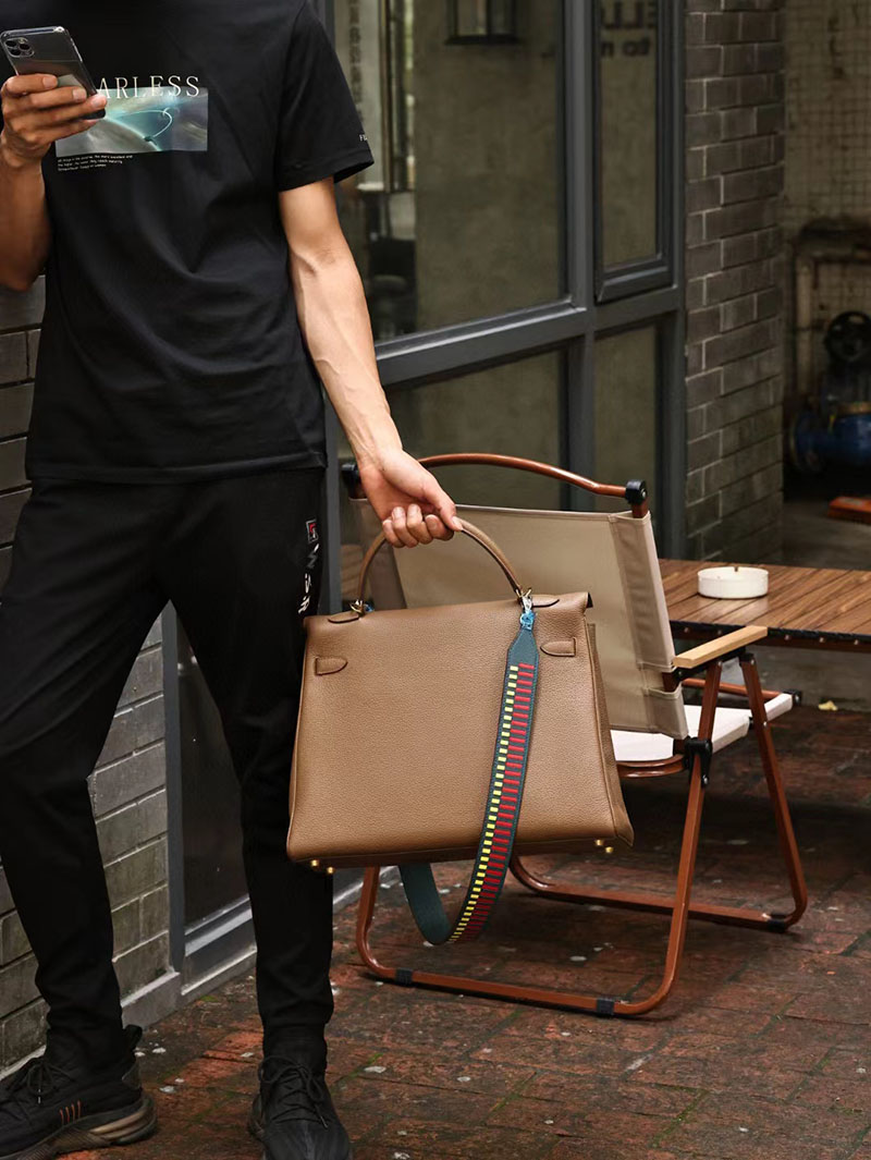 エルメス ケリー40 定価 HERMES ケリー40 メンズ ベージュドゥワイマール トリヨンクレマンス ゴールド金具 2412169 - 画像 (9)