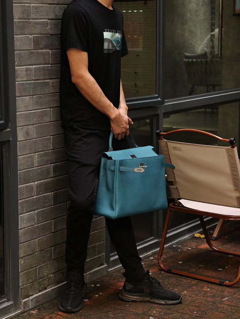 エルメス ケリー40 定価 HERMES ケリー40 メンズ ブルージーン トリヨンクレマンス シルバー金具 2412172 - 画像 (9)