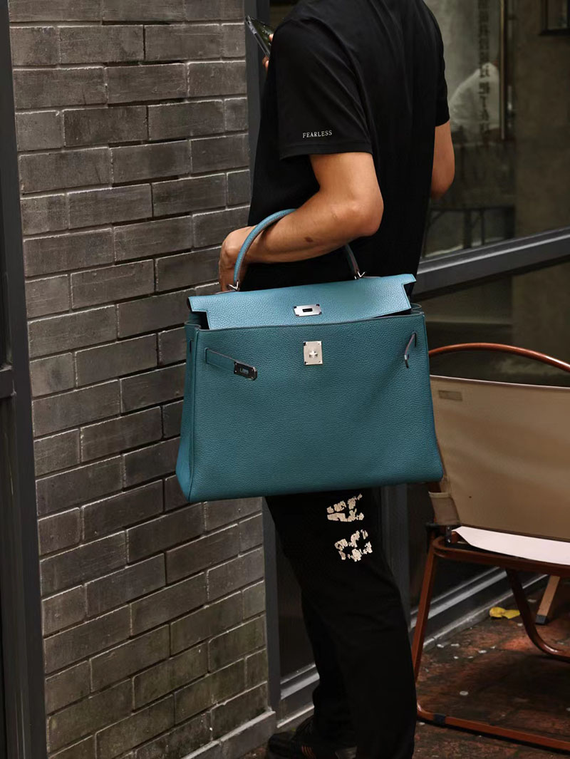 エルメス ケリー40 定価 HERMES ケリー40 メンズ ブルージーン トリヨンクレマンス シルバー金具 2412172 - 画像 (8)