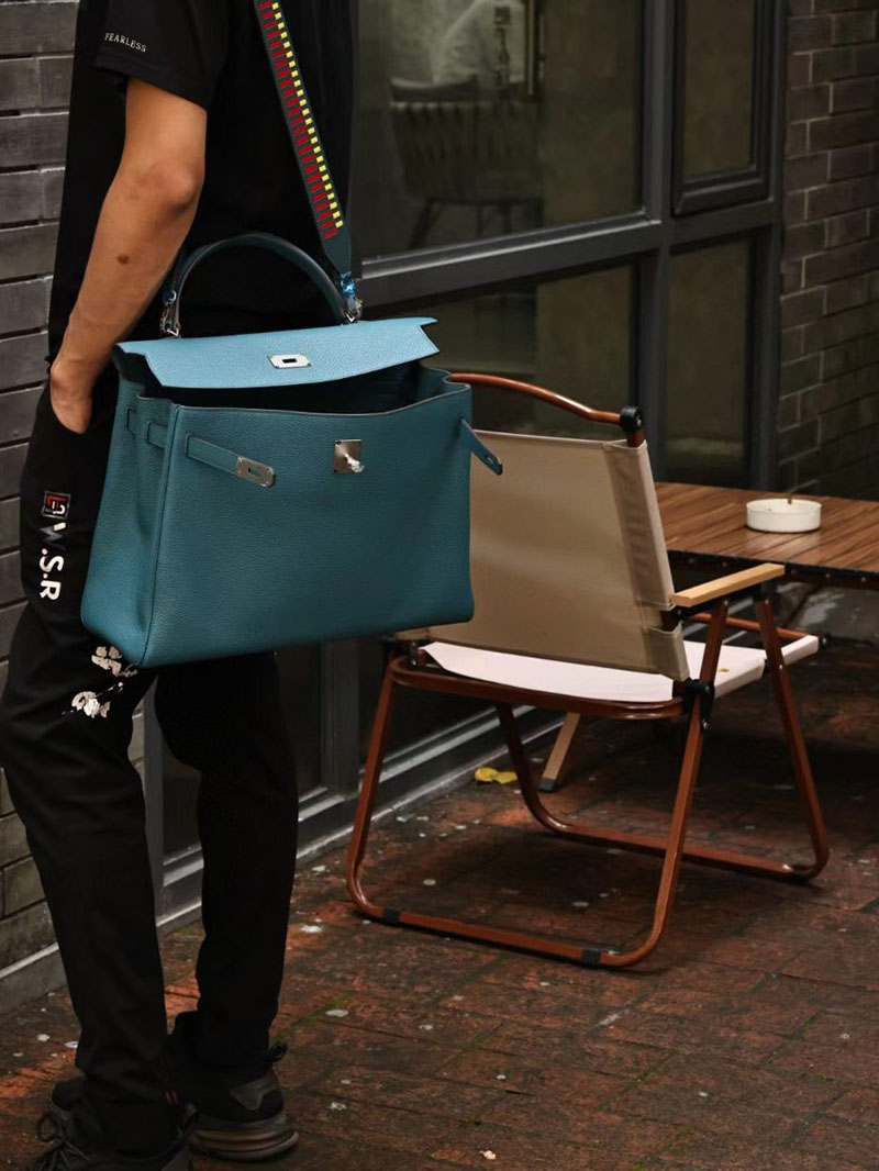 エルメス ケリー40 定価 HERMES ケリー40 メンズ ブルージーン トリヨンクレマンス シルバー金具 2412172 - 画像 (7)