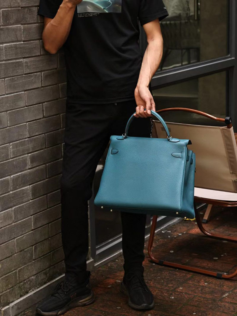 エルメス ケリー40 定価 HERMES ケリー40 メンズ ブルージーン トリヨンクレマンス シルバー金具 2412172 - 画像 (5)