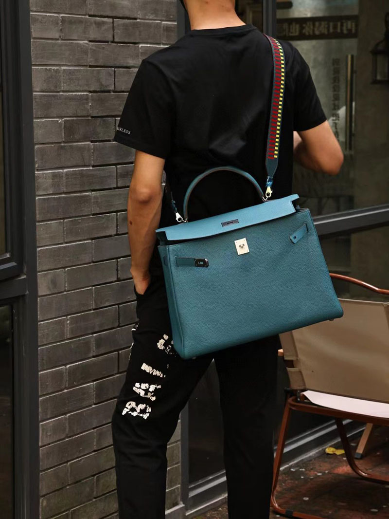 エルメス ケリー40 定価 HERMES ケリー40 メンズ ブルージーン トリヨンクレマンス シルバー金具 2412172 - 画像 (3)
