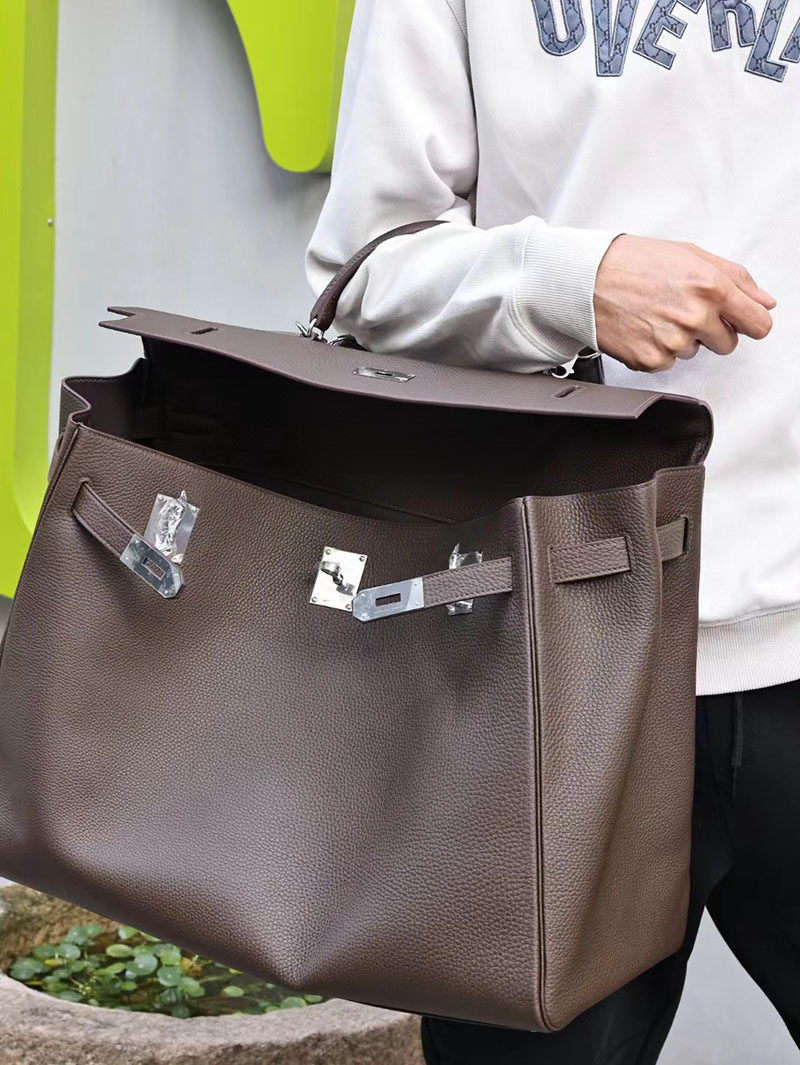 エルメス ケリー50 定価 HERMES ケリー50 メンズ エベンヌ トリヨンクレマンス シルバー金具 2412172 - 画像 (9)