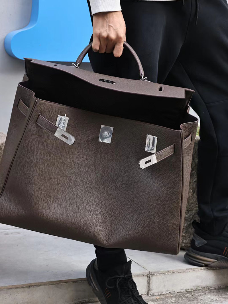 エルメス ケリー50 定価 HERMES ケリー50 メンズ エベンヌ トリヨンクレマンス シルバー金具 2412172 - 画像 (8)