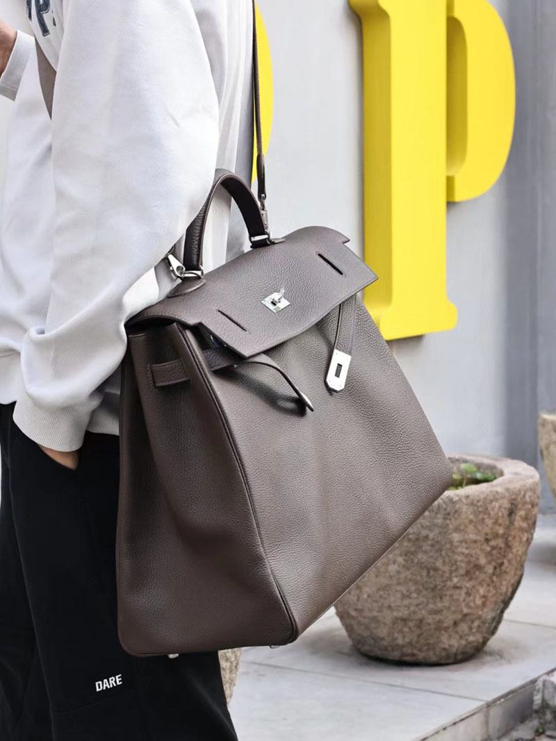 エルメス ケリー50 定価 HERMES ケリー50 メンズ エベンヌ トリヨンクレマンス シルバー金具 2412172 - 画像 (7)