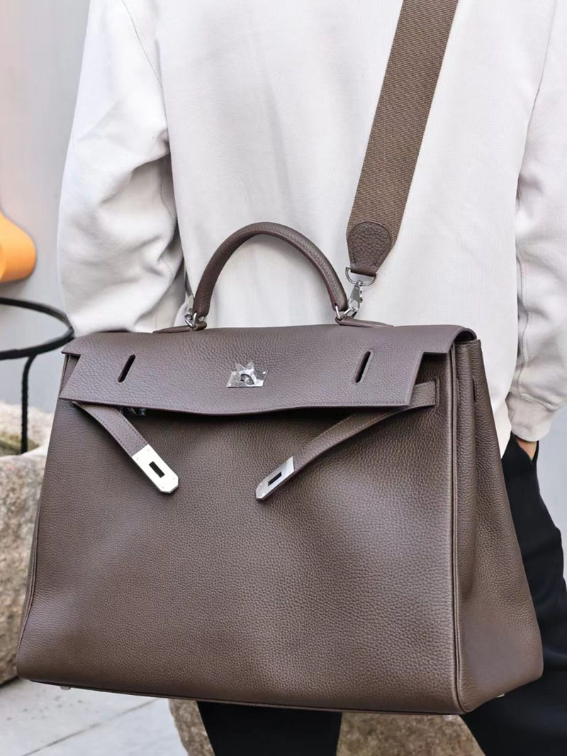 エルメス ケリー50 定価 HERMES ケリー50 メンズ エベンヌ トリヨンクレマンス シルバー金具 2412172 - 画像 (5)