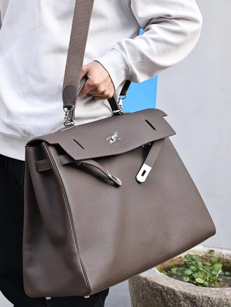 エルメス ケリー50 定価 HERMES ケリー50 メンズ エベンヌ トリヨンクレマンス シルバー金具 2412172 - 画像 (4)