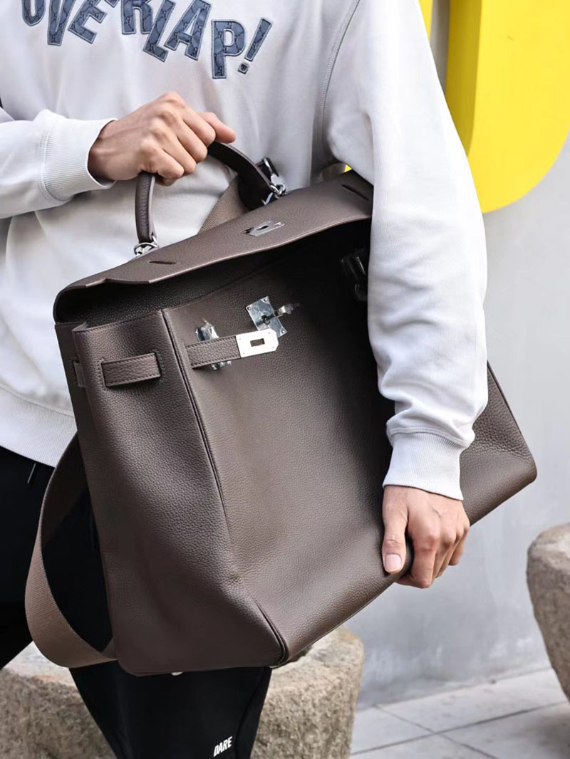 エルメス ケリー50 定価 HERMES ケリー50 メンズ エベンヌ トリヨンクレマンス シルバー金具 2412172 - 画像 (3)