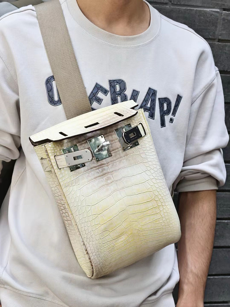 エルメスケリーアッカド 定価 HAC A DOS ケリーアッカド ホワイト クロコダイル ニロティカスマット シルバー金具 2412178 - 画像 (6)