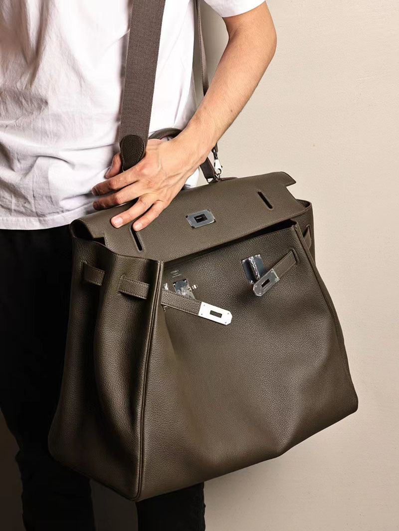 エルメス ケリー50 定価 HERMES ケリー50 メンズ ヴェールドグリ トゴ シルバー金具 2412185 - 画像 (8)