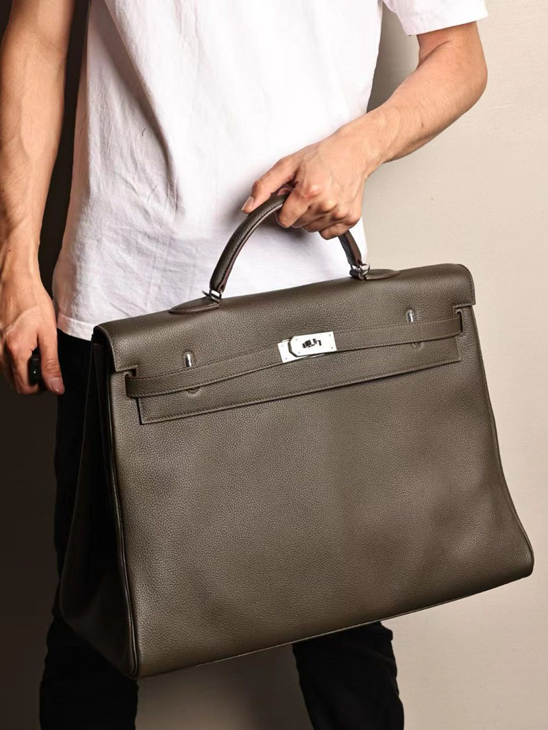 エルメス ケリー50 定価 HERMES ケリー50 メンズ ヴェールドグリ トゴ シルバー金具 2412185 - 画像 (7)