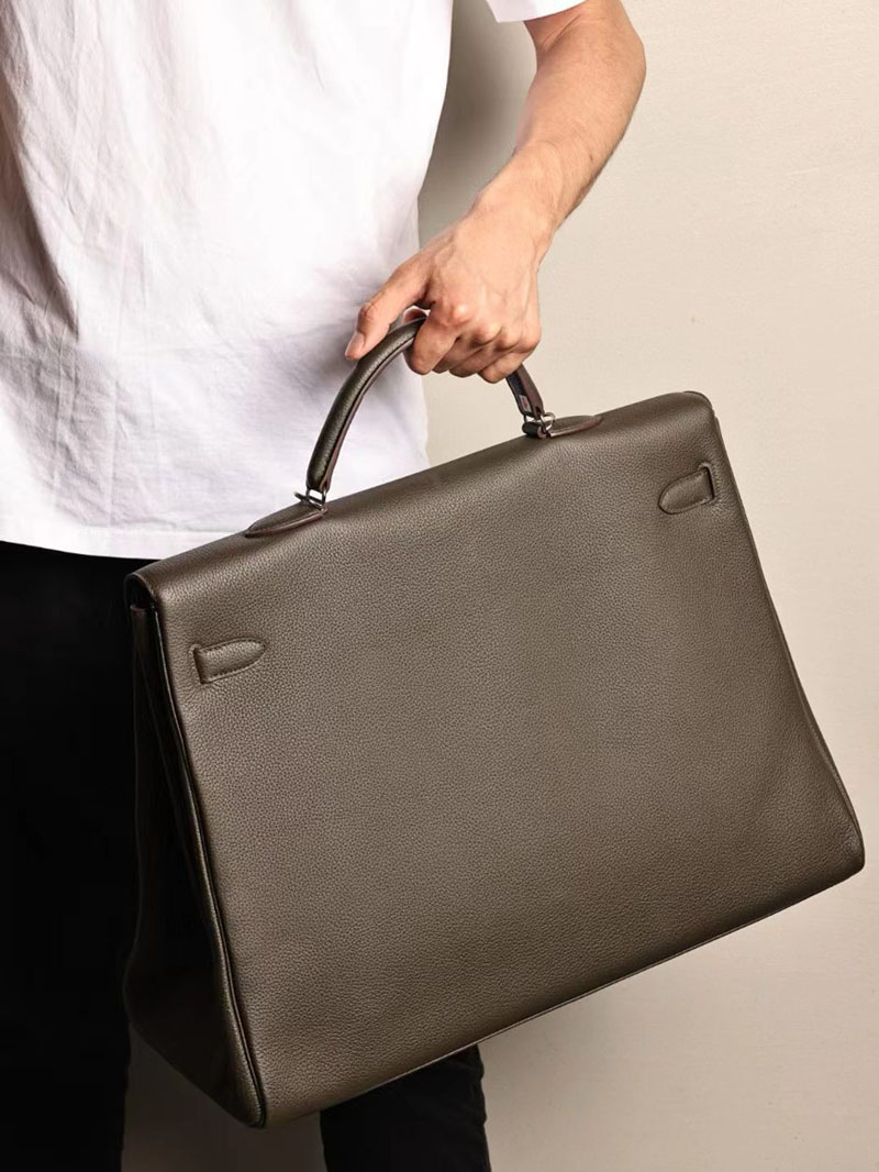 エルメス ケリー50 定価 HERMES ケリー50 メンズ ヴェールドグリ トゴ シルバー金具 2412185 - 画像 (3)