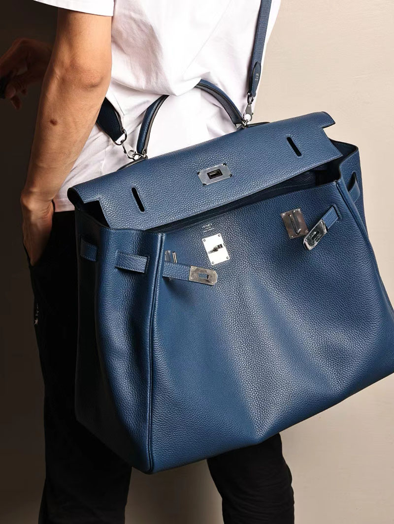 エルメス ケリー50 定価 HERMES ケリー50 メンズ ディープブルー トゴ シルバー金具 2412188 - 画像 (8)