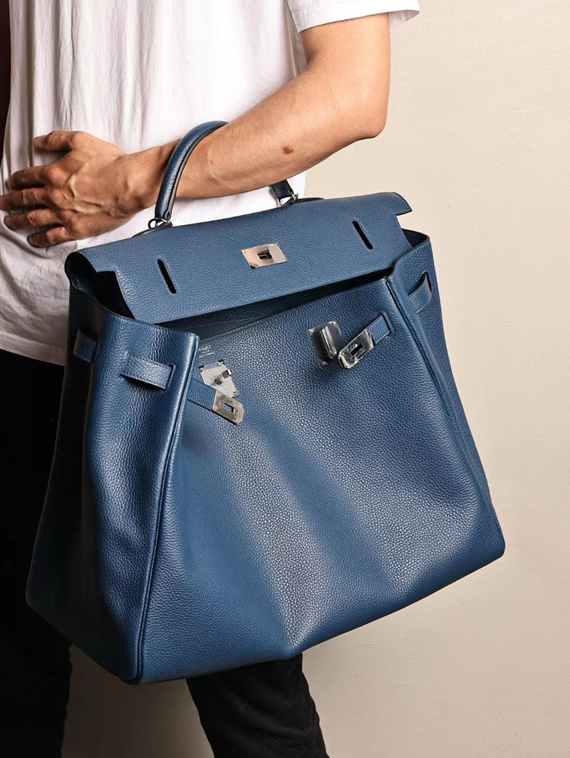 エルメス ケリー50 定価 HERMES ケリー50 メンズ ディープブルー トゴ シルバー金具 2412188 - 画像 (6)