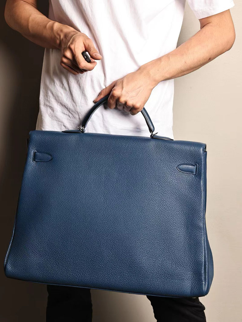 エルメス ケリー50 定価 HERMES ケリー50 メンズ ディープブルー トゴ シルバー金具 2412188 - 画像 (4)