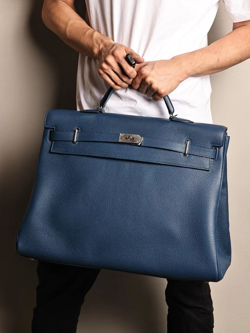 エルメス ケリー50 定価 HERMES ケリー50 メンズ ディープブルー トゴ シルバー金具 2412188 - 画像 (3)