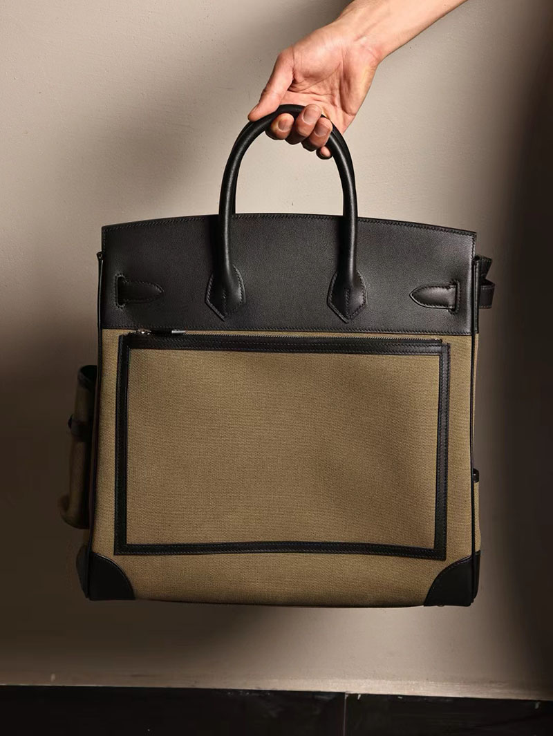 エルメス オータクロア 40cm カーゴ 黒 ブラック トワルアッシュ×エヴァーカーフ シルバー金具 2412192 - 画像 (9)
