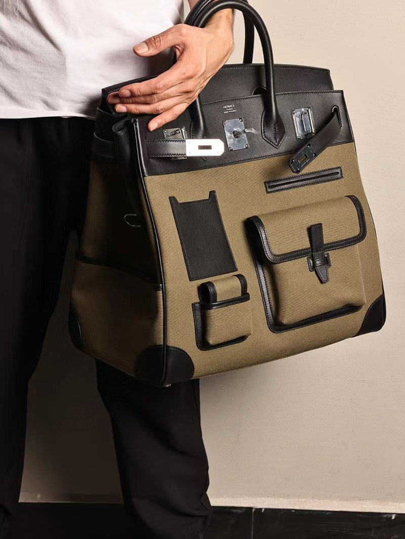 エルメス オータクロア 40cm カーゴ 黒 ブラック トワルアッシュ×エヴァーカーフ シルバー金具 2412192 - 画像 (8)