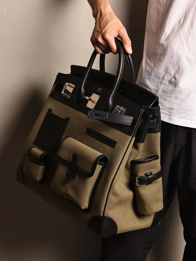 エルメス オータクロア 40cm カーゴ 黒 ブラック トワルアッシュ×エヴァーカーフ シルバー金具 2412192 - 画像 (5)
