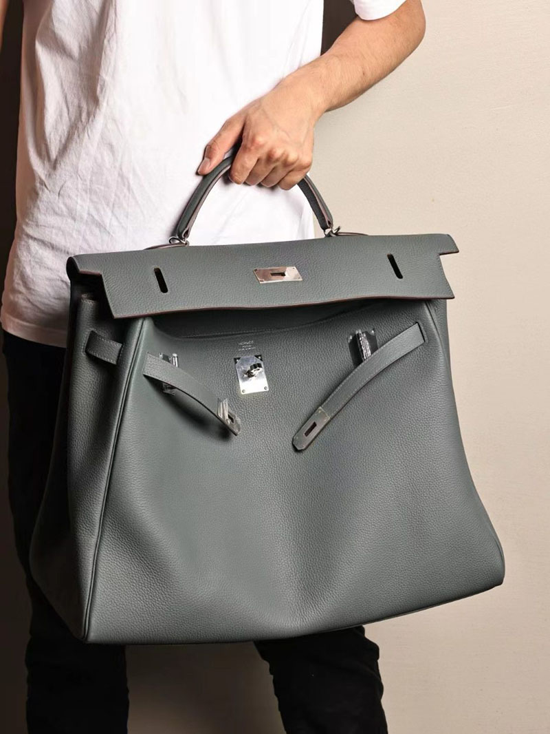 エルメス ケリー50 定価 HERMES ケリー50 メンズ ブルーオラージュ トゴ シルバー金具 2412193 - 画像 (6)