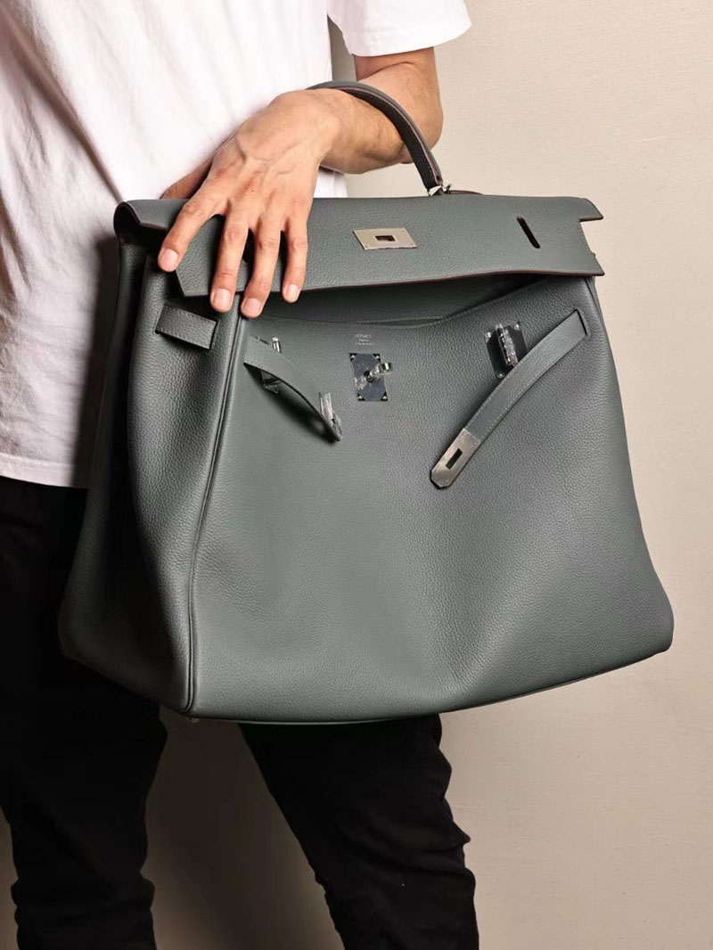 エルメス ケリー50 定価 HERMES ケリー50 メンズ ブルーオラージュ トゴ シルバー金具 2412193 - 画像 (5)