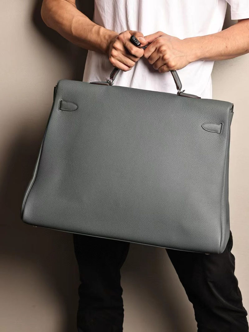エルメス ケリー50 定価 HERMES ケリー50 メンズ ブルーオラージュ トゴ シルバー金具 2412193 - 画像 (4)